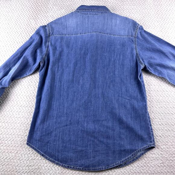 Mavi Unisex Denim Snap Shirt “John” Blue Long Sleeve Size Large- Long‎ Sleeve - Picture 11 of 14